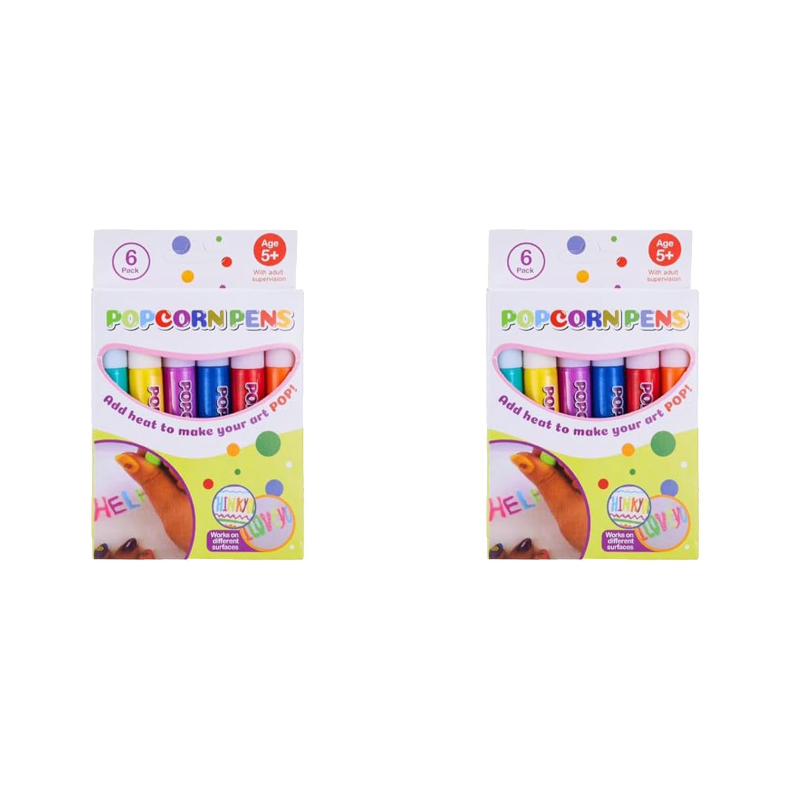 12 Pcs Popcorn Pens For Kids Diy Bubble Popcorn Drawing Pens, 6 Colours