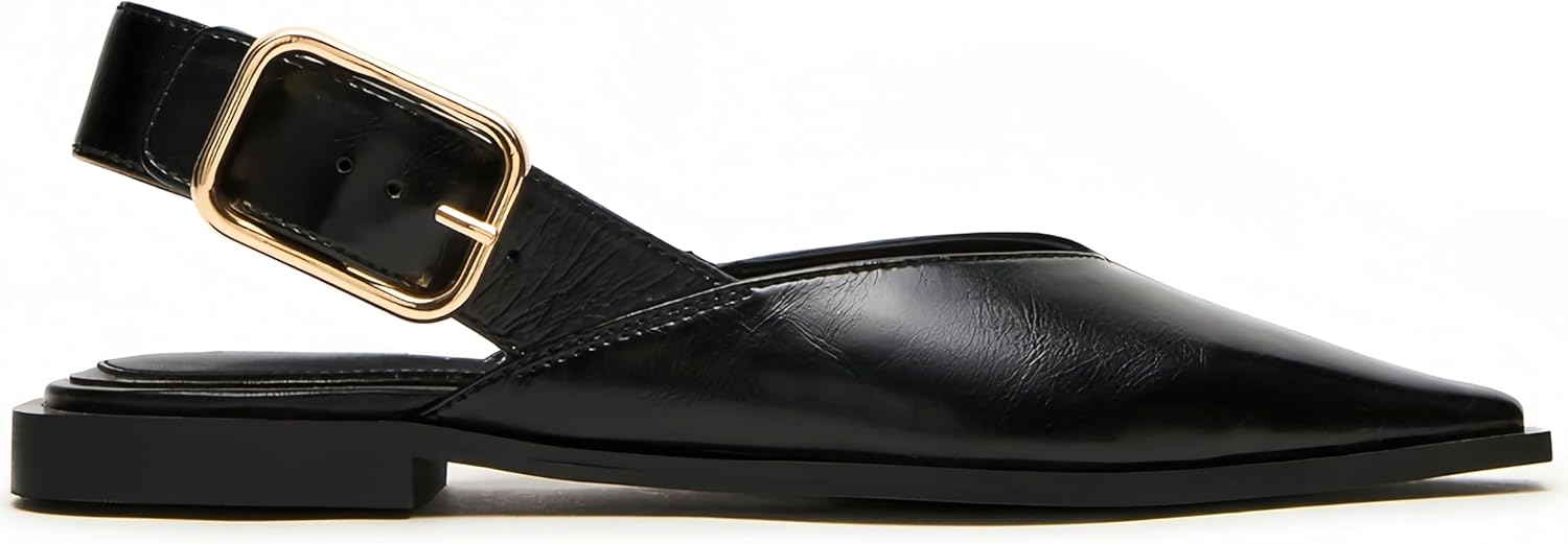 ETHSIETA Slingback Flat Shoes for Women Pointed Closed Toe Flat Mule Sandals Casual Comfortable Office Dressy Shoes