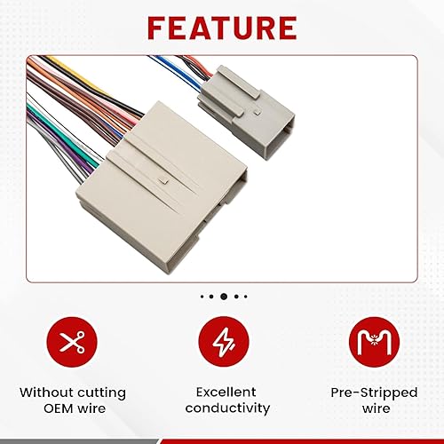 Miniatura 4 de RED WOLF Arnés de cableado estéreo de radio con adaptador reductor de 12 voltios a 5 voltios de reemplazo para Ford más antiguo, Lincoln, Mercury