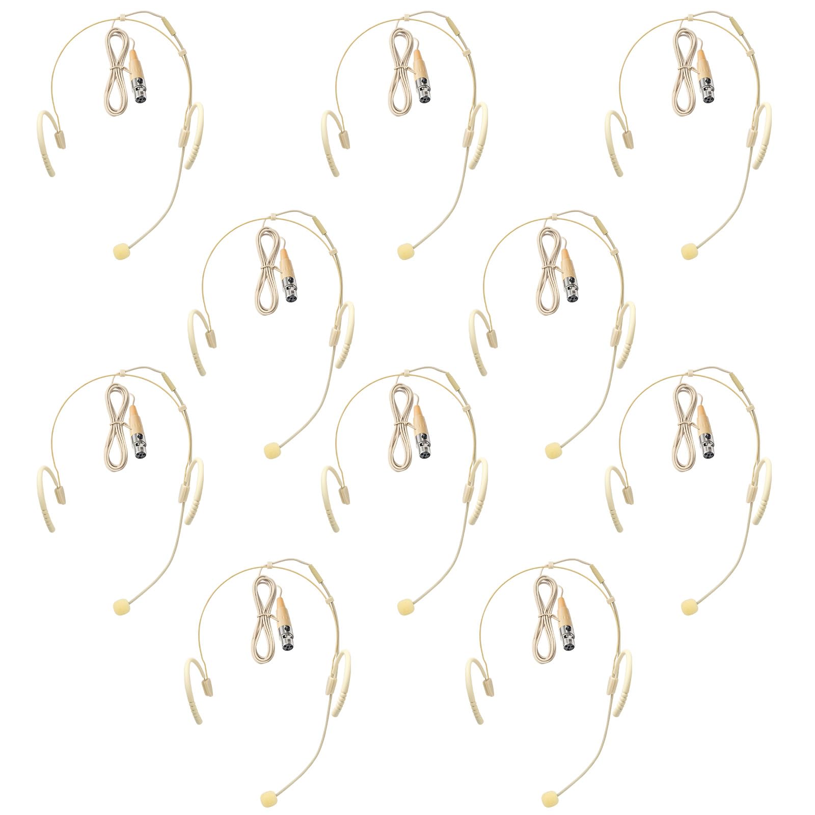 Headset-Mikrofon, 2 Ohrhörer, zum Aufhängen, Mini-XLR, 4-poliger TA4F-Stecker für Shure, Silikon-Ohrbügel, 1,5 m Kabel für Bühne, Vorträge, Live-Auftritte, Theater, 10 Stück