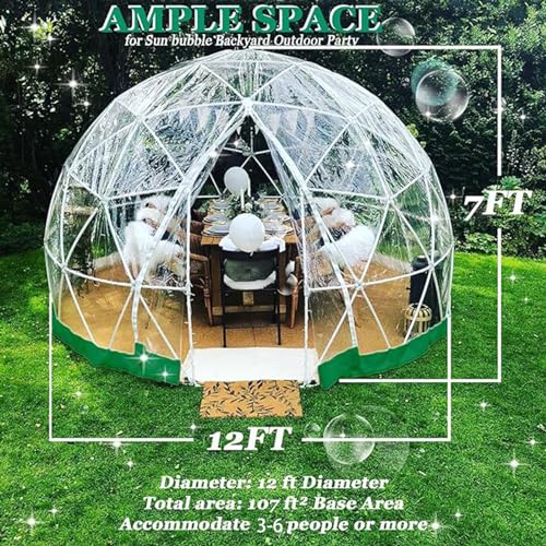 Invernadero de cúpula geodésica de jardín con cubierta de PVC para comedor al aire libre, camping y casa de juegos, estructura iglú de 3,6 m