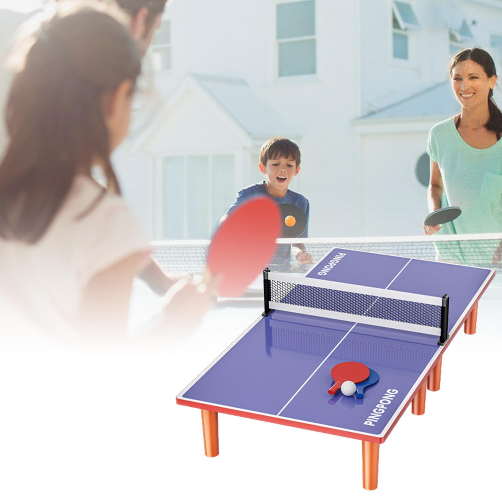 Mini tavolo da pong tavolo tavolo da pong compatto pieghevole con 2 racchette e 1 palla, resistente alle intemperie, stabile tavolo da pong per bambini, adulti, sala giochi