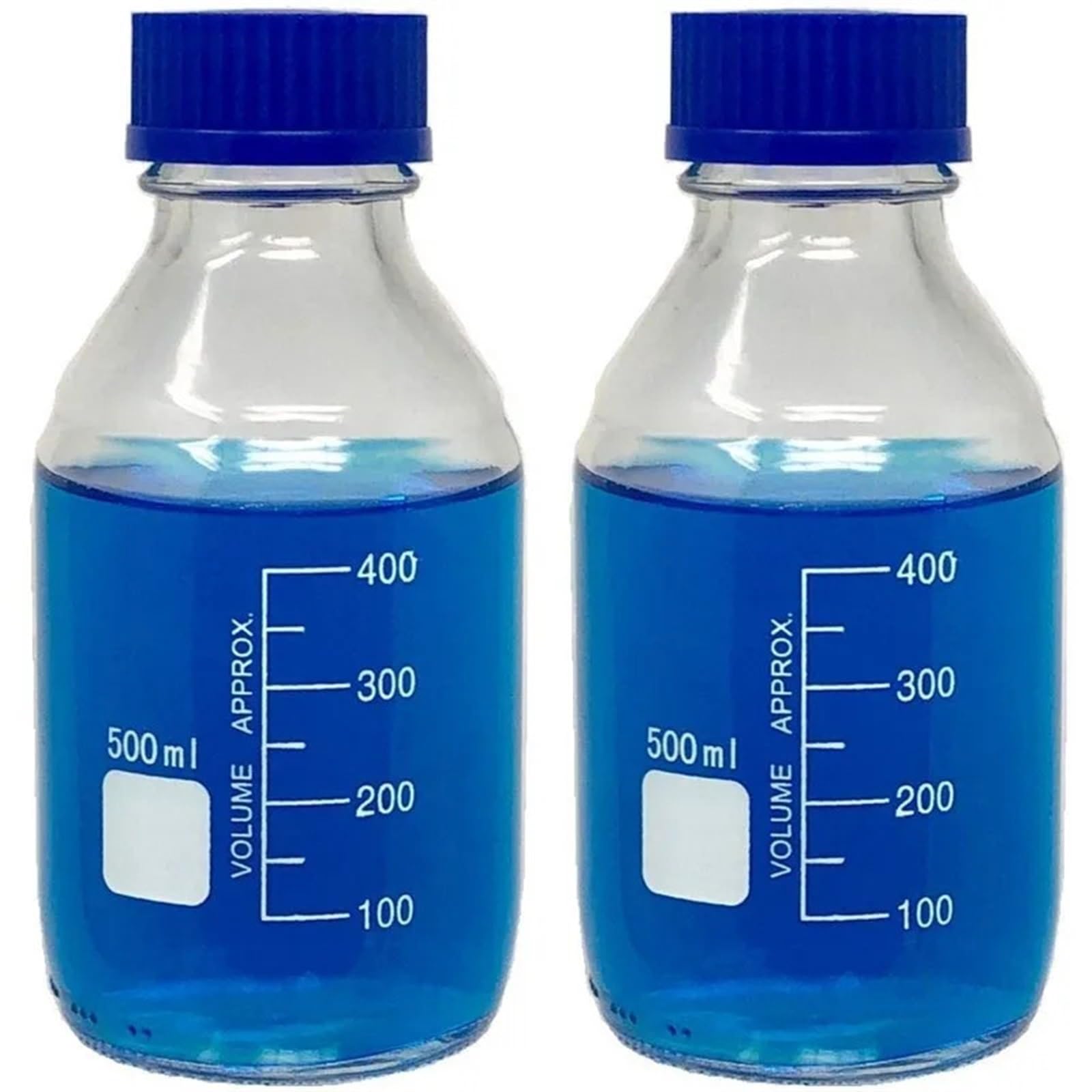 2 pezzi 50ml/100ml/250ml/500ml bottiglie di vetro rotonde for la conservazione dei media con tappo a vite GL45, vetro borosilicato(100ml)