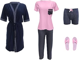 بيجامة قطنية صيفية للنساء مكونة من 5 قطع من سيزارو هوم وير