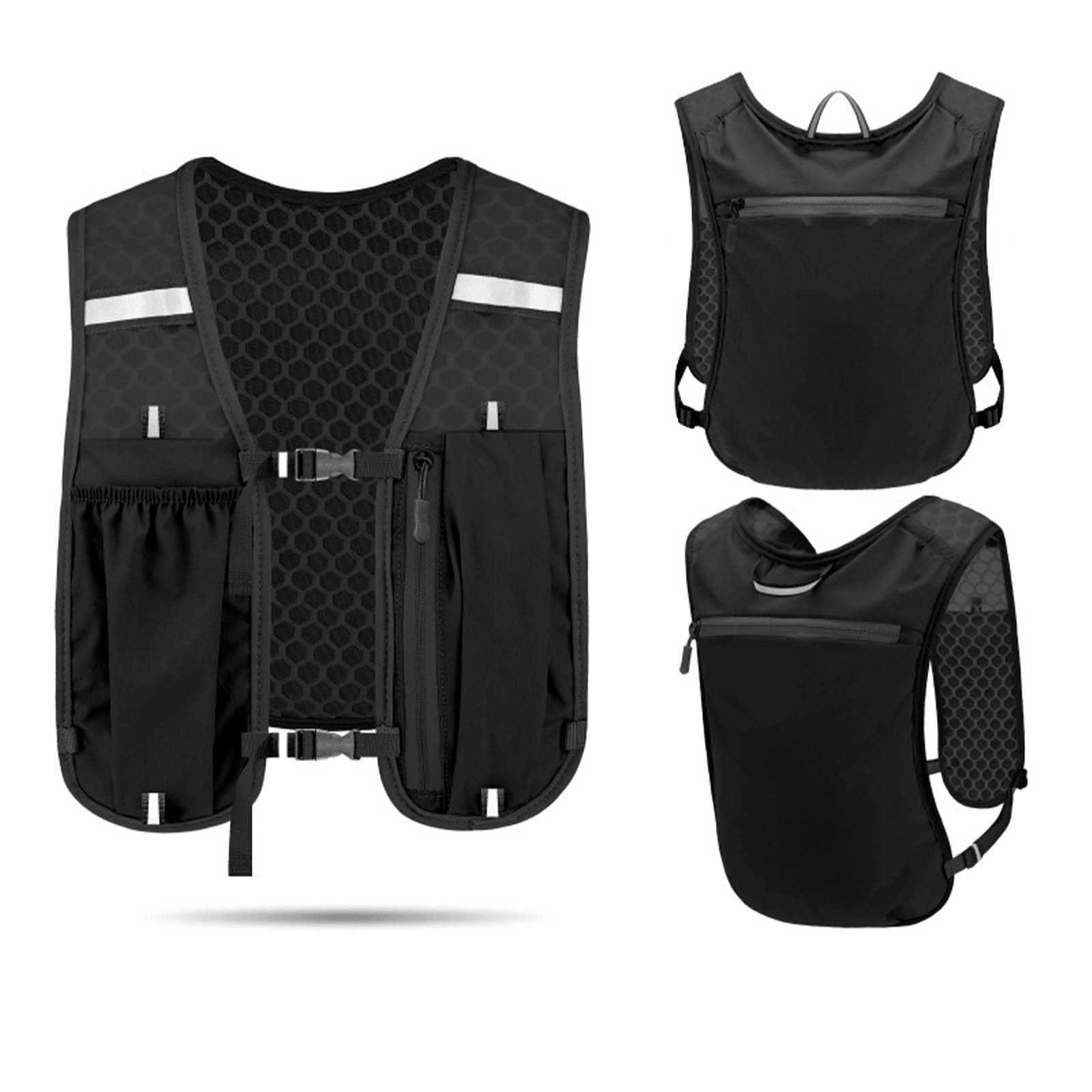 Running Vest for Men, Hydration Bag with Lightweight Design, Chest Bag for Runners, Marathon Equipment with Reflective Strips, Tactical Vest for Hiking and Cycling(Black)