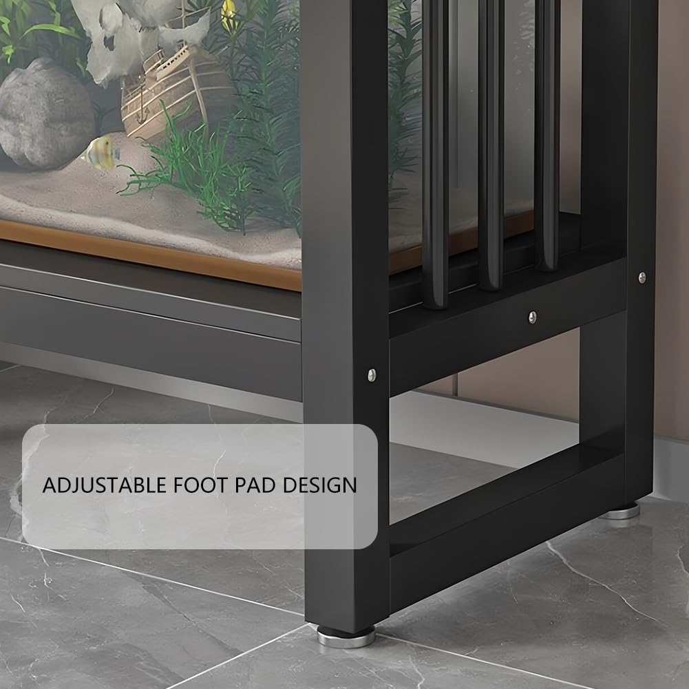 Support Aquarium Style Vintage en Rotin – Meuble-Support Robuste en Acier avec Étagère Ouverte – Table pour Aquarium 70 Cm Hauteur, Idéal La Maison, Le Salon Ou La Chambre.(Blanc,70x50x80cm)
