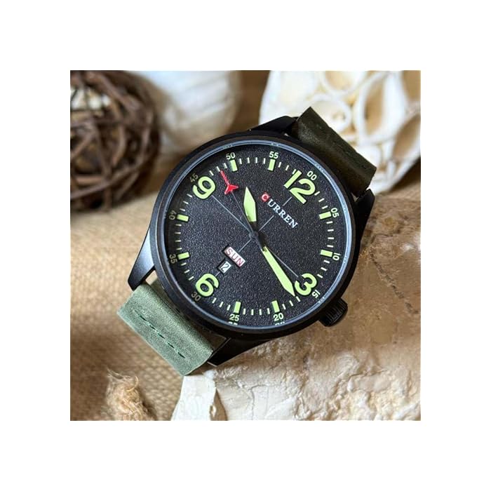 CURREN 8265. Reloj de Hombre de Cuarzo en Ante de Color Verde con función de Calendario. - Imagen 3