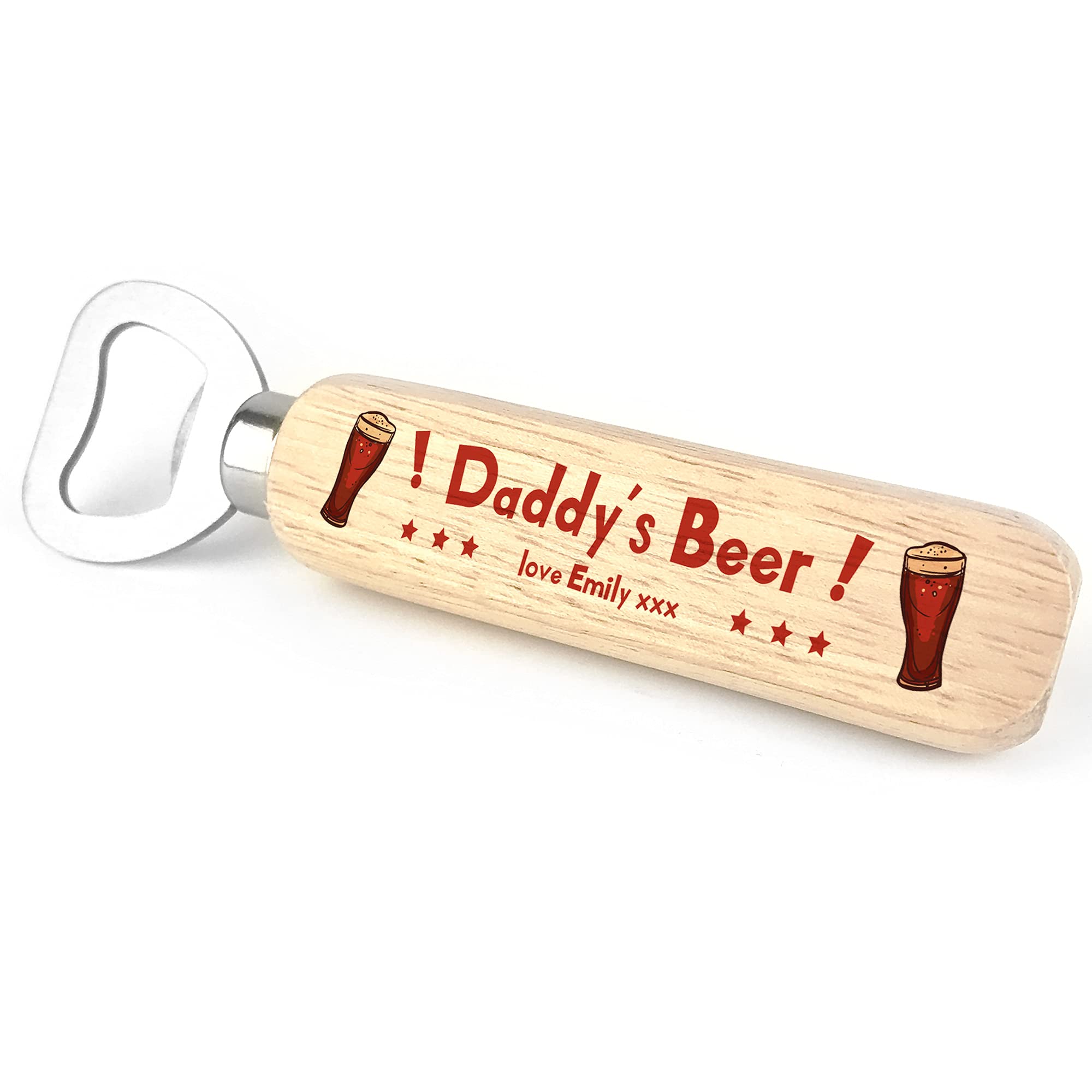 Daddys Beer Wood Bottle Opener Daddy Birthday Xmas Gift Personalised Keepsake
