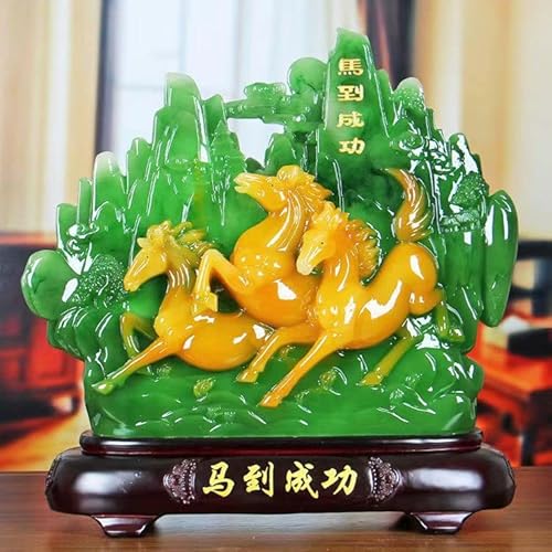 Statue Stunning Home Garden Ornament Sculpture Decoration Feng Shui Polyresin Horse On Statue Resin Crafts Chinese Zodiac Statue Decoration, Imitation Jade Statue Horse Symbol Of Success Fortune Home #TOP26