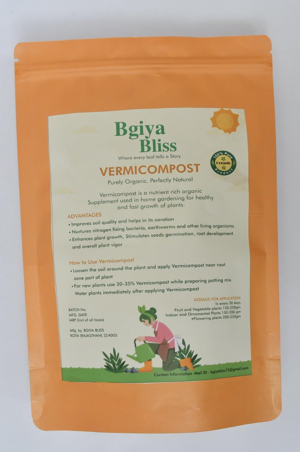 Bgiya Bliss Organic Vermicompost for Plants |1kg| Nutrient-Rich Natural Soil Supplement for terrace and gardening plants-image-42