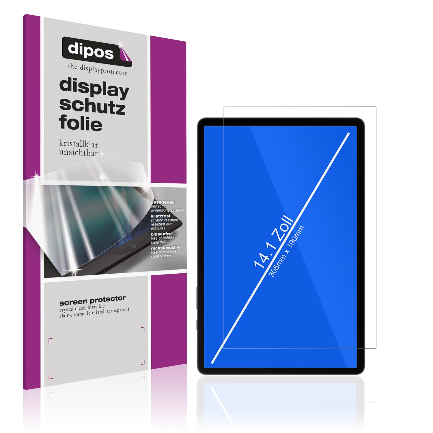 dipos 2x Film protection écran pour Universalgröße 14,1 Zoll (305 x 190 mm)