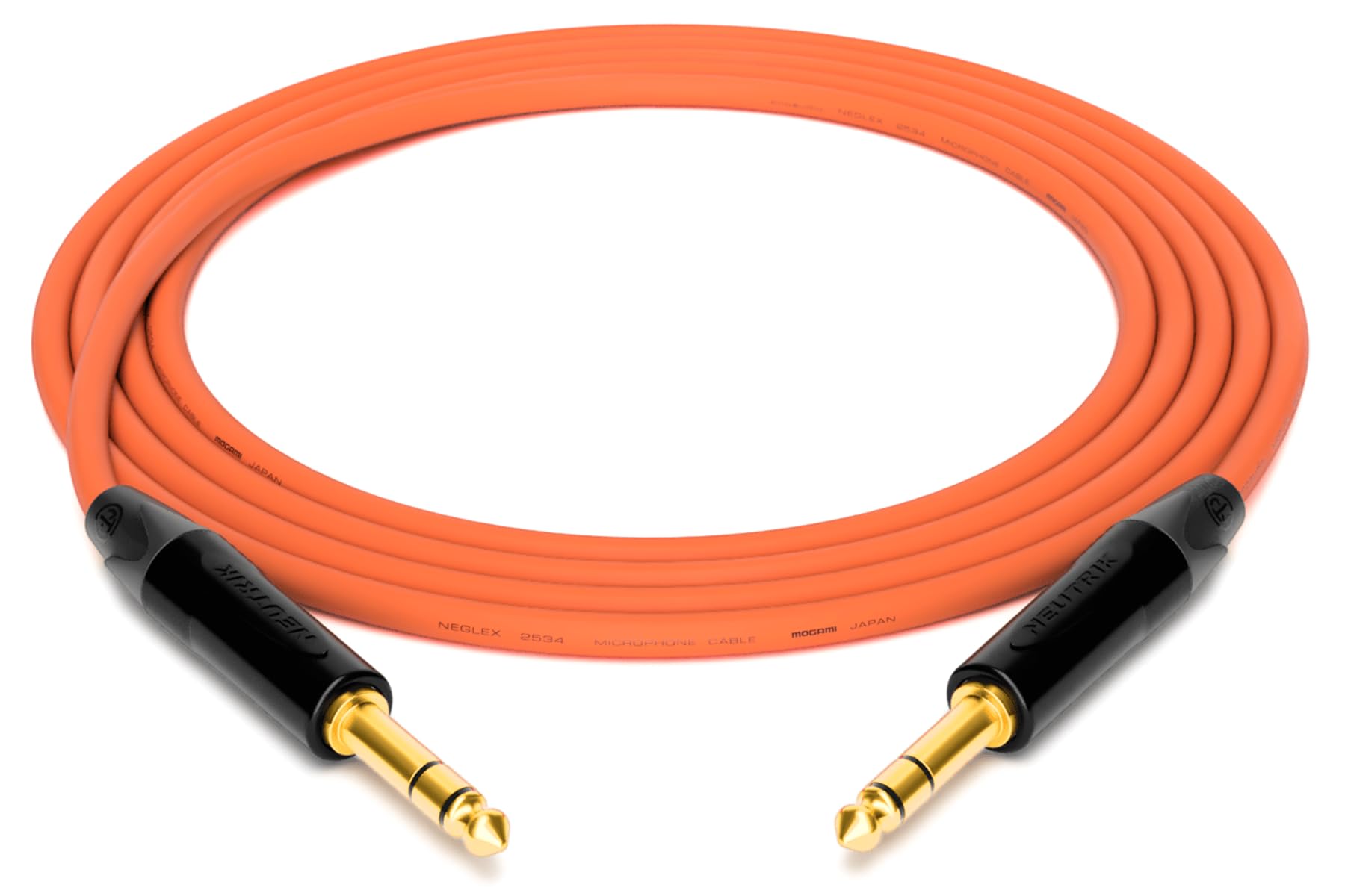 enoaudio Mogami 2534 Quad Professionel Studio kabel, symetryczny, Neutrik Gold 6,3 mm TRS jack | HiFi, pomarańczowy, 5,0 m