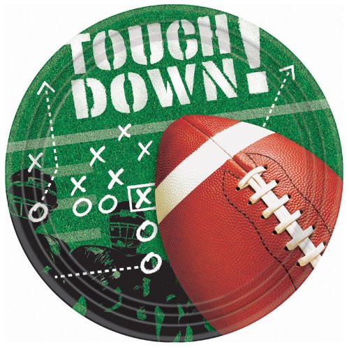 Tailgates & Touchdowns Multicolor Round Paper Plates - 10