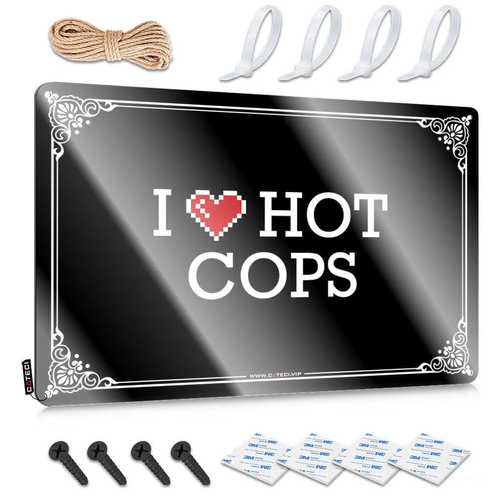 Cool Wall Decor Spring Porch Decor Wall Art - I Love Hot Cops Sweet Shabby Chic Retro Style Decoration For Entrance(30X40CM)
