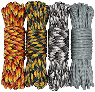 aufodara Linka Paracord, 7 wewnętrznych żyłek, nylonowa lina, wytrzymałość na rozerwanie 250 kg, do survivalu, na zewnątrz, do smyczy, breloków, obroży dla psa, zestaw do majsterkowania, 4 szt., 6 D4-D, 4 x 6