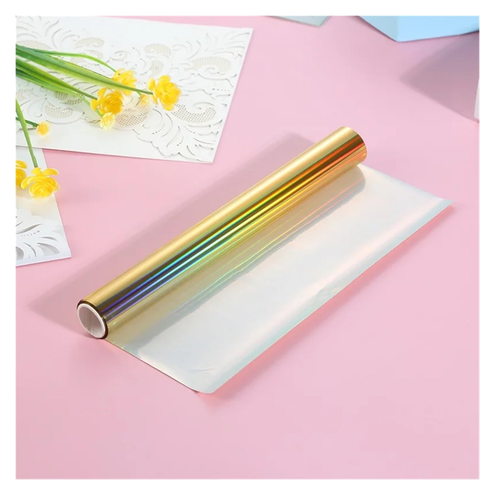 folia tonerowa, papier foliowy na gorąco, 5M DIY Hot Stamping Toner Reactive Holographic Foil Paper Przez Drukarkę Laserową i Laminator Używany Do Tworzenia Kartek Z Życzeniami(Golden)