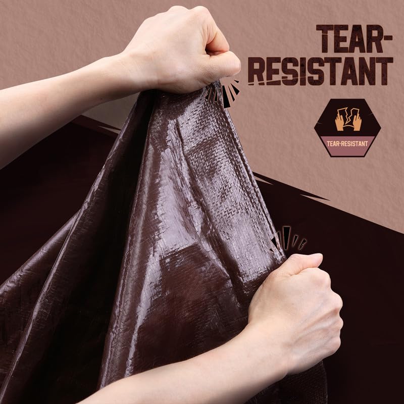 Image of 10x10 Tarp 8 Mil Waterproof Tarp Multipurpose Poly Tarpaulin Brown /Black