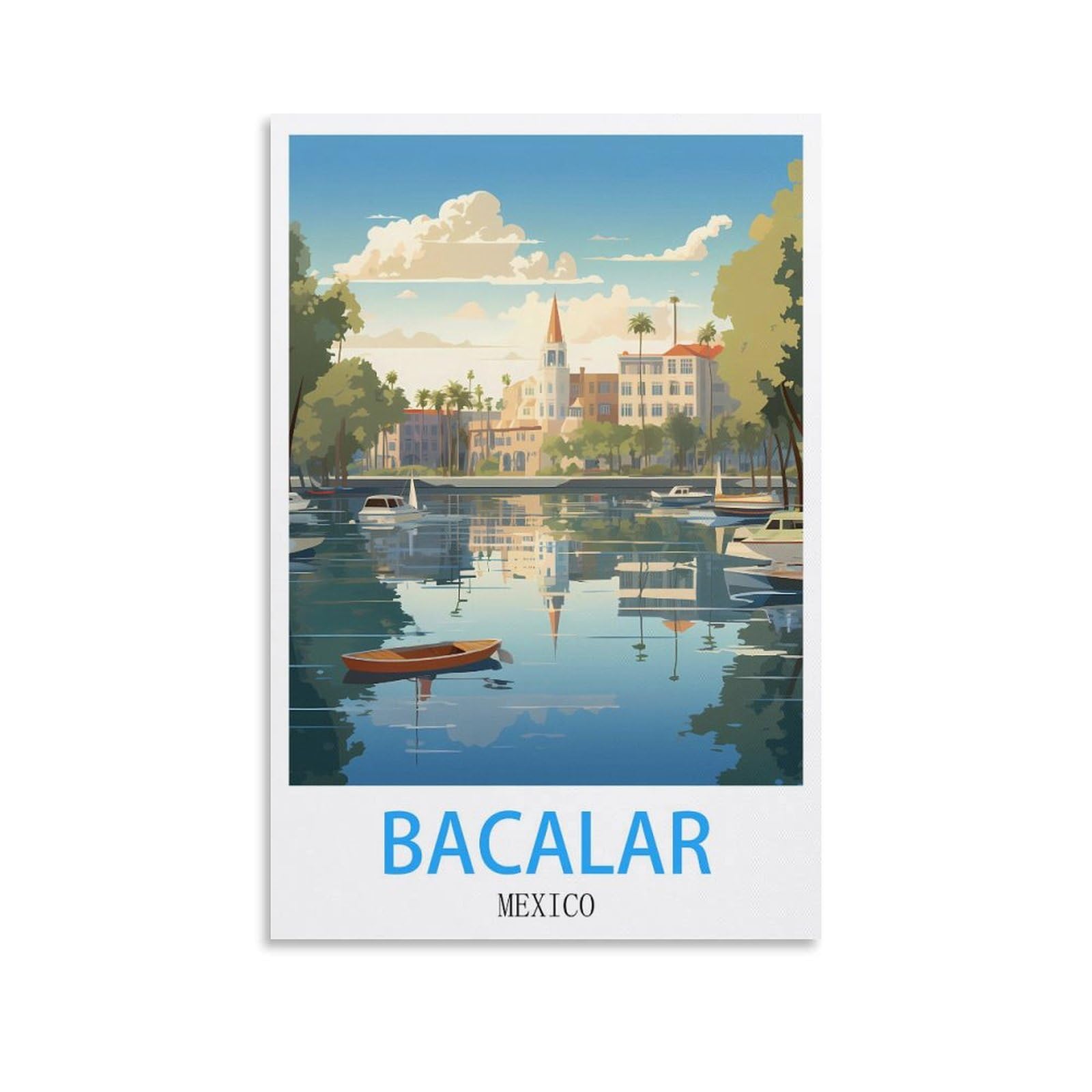 Metal Tin Sign Plaque Poster,Bacalar Mexicos,Ideal for Pub Shed Bar Office Man Cave Home Bedroom Dining Room Kitchen 30x40cm