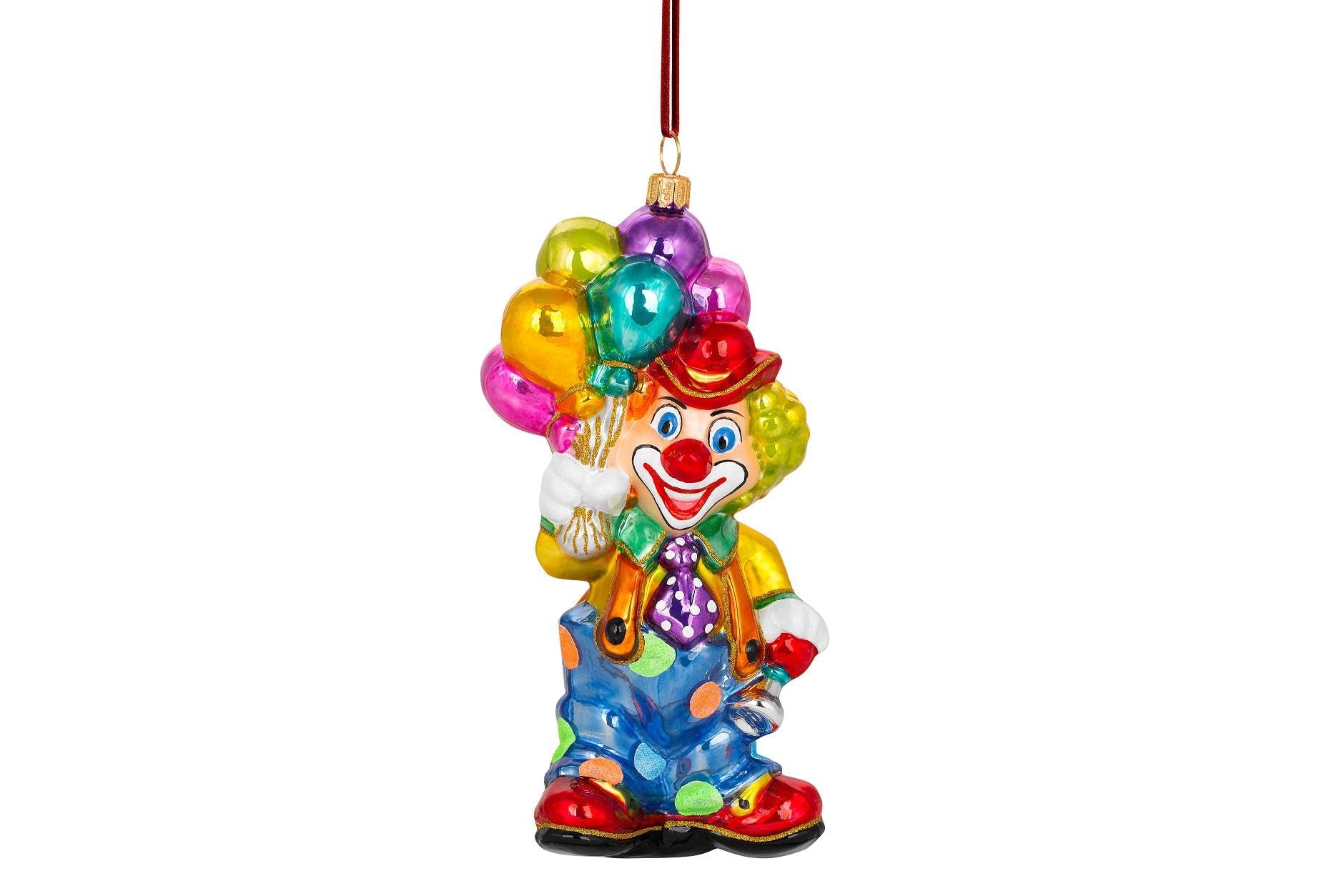 Glas Christbaumschmuck mundgeblasen handbemalt in Europa | Weihnachtsbaum Anhänger für Weihnachten | Christbaumanhänger | Weihnachtsbaumschmuck (Fröhlicher Clown 18 cm)