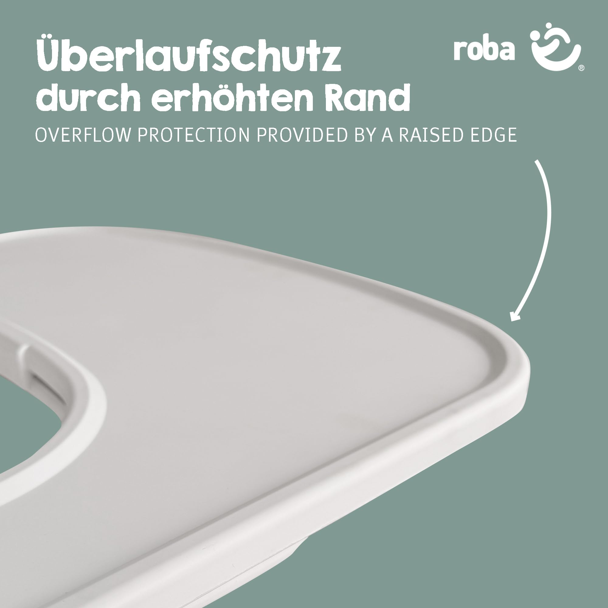 roba Plateau Repas en Plastique – Extension & Accessoire pour Chaises Hautes Sit Up Flex, Liv Up & Born Up – Compatible avec Harnais et Coussins – Fixation Rapide – Nettoyage Facile – Blanc