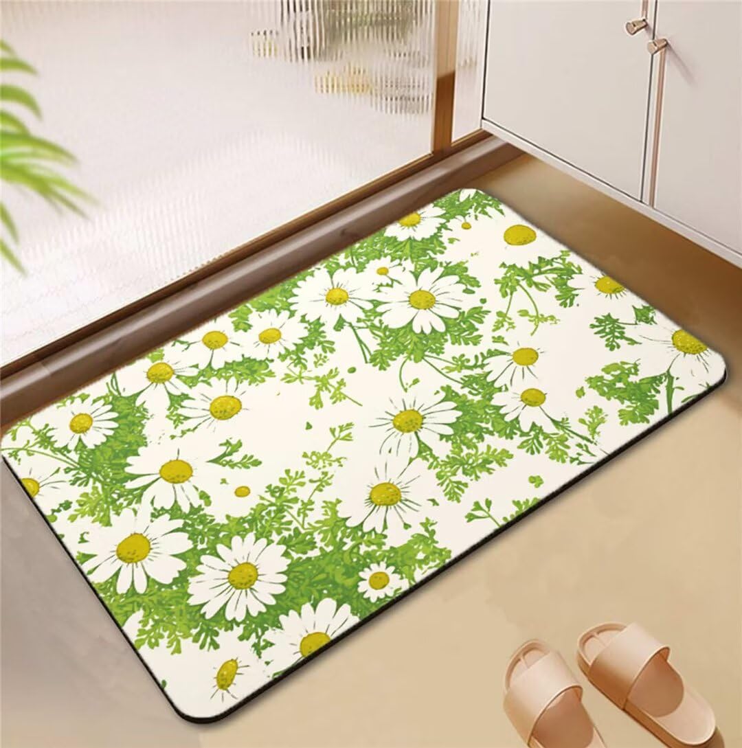 Tapis de bain antidérapant blanc 50x80cm absorbant pour douche et cuisine