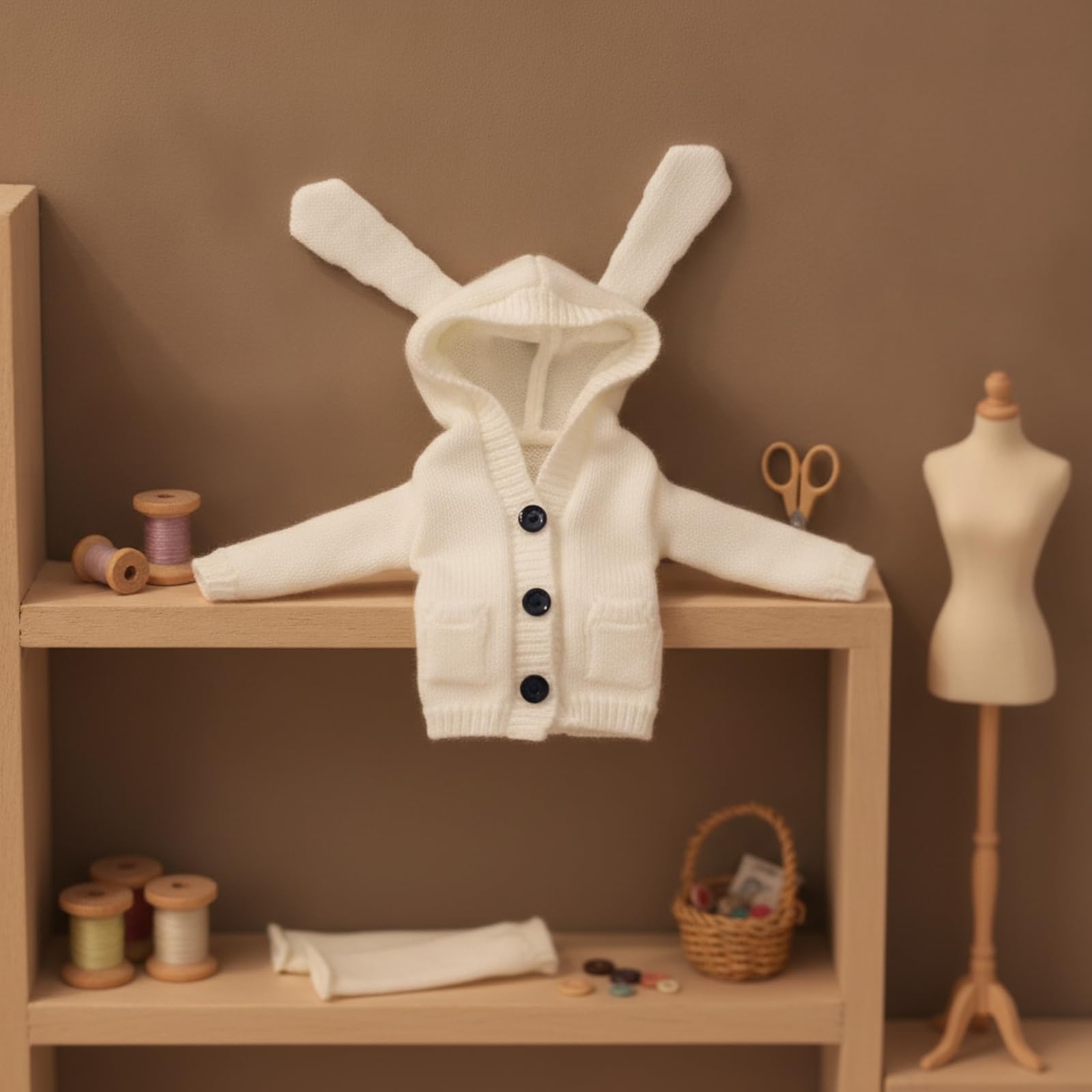 Bequem Puppenstrickjacke mit Beinstulpen | Weich, Strickkleid mit Stulpen, Niedlich, Strickkleidung, für Puppen-Fotoshooting, Puppensammler, Lila, Kd4-056 Set