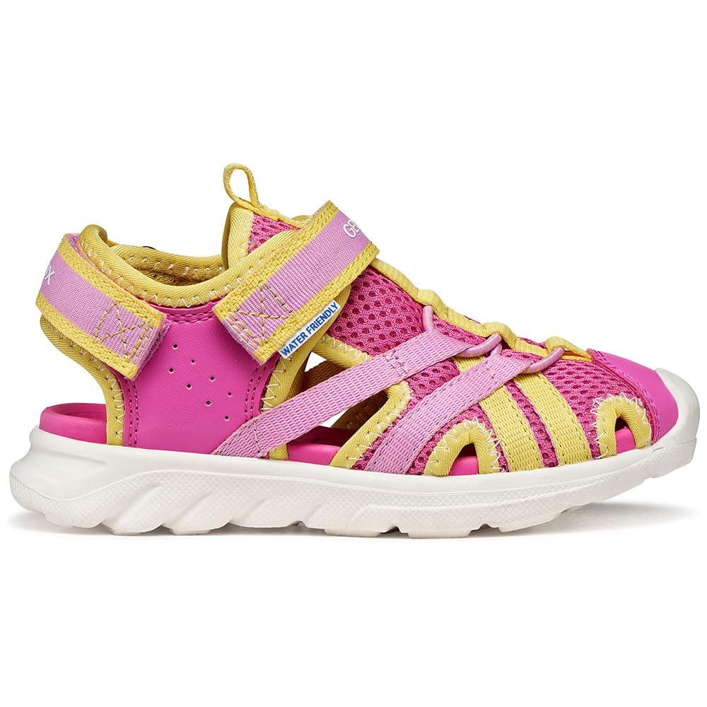 Geox J AIRADYUM GI Sandal, Fuchsia/Yellow, 34 EU