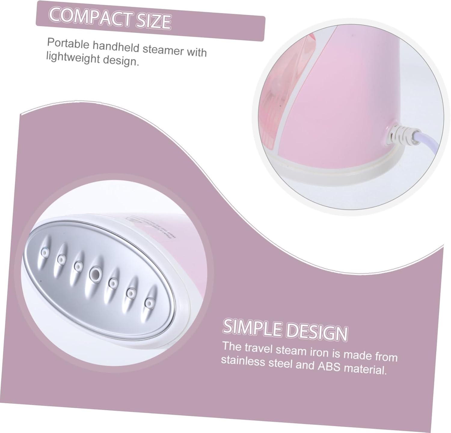 Portable Travel Steam Iron for Clothes Handheld Steamer with Stainless Steel Abs Body Fast Wrinkle Removal for Home Compatible