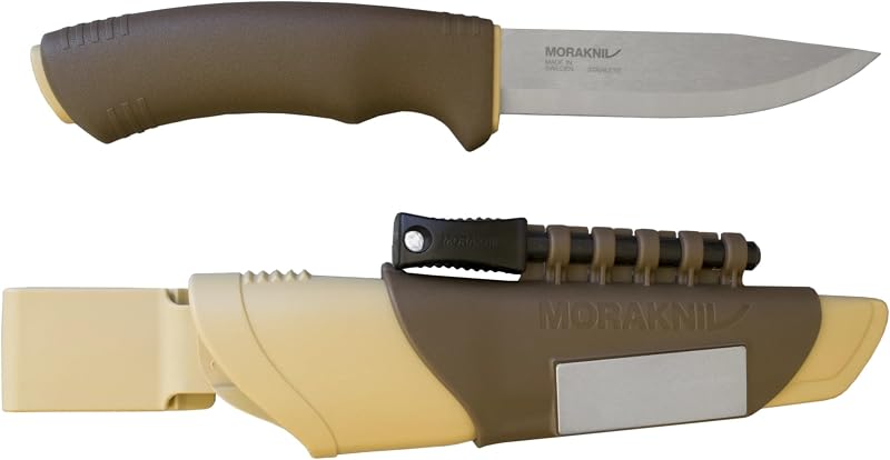 Cuchillo de supervivencia de hoja fija de acero inoxidable Bushcraft de 4,3 pulgadas con encendedor y afilador