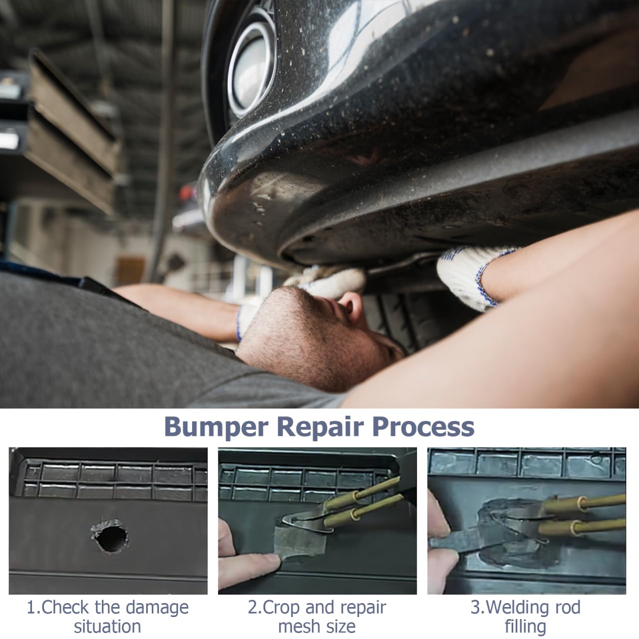 HOODANCOS Edelstahl Reparaturnetz 2-teilig - Flexibles Gitter Für Stoßstangen Reparatur