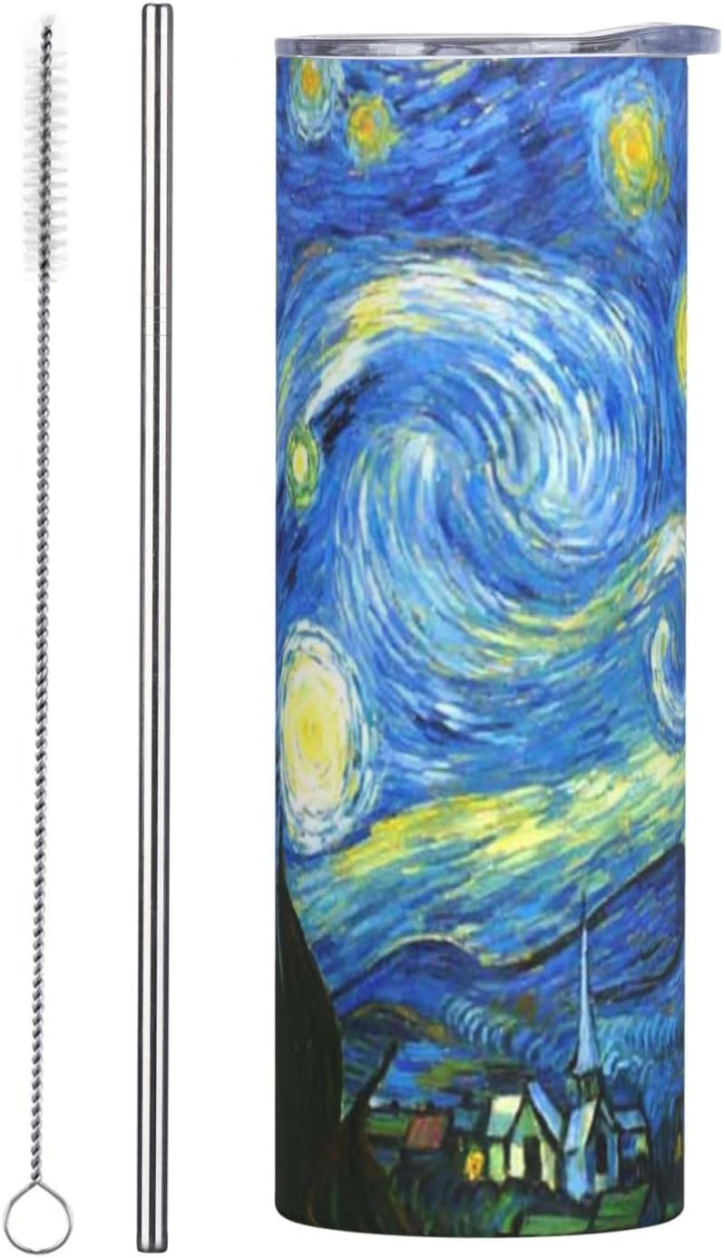 Starry Stainless Steel Insulated Tumbler 20 OZ, Sky Style Coffee Mug Cup with Splash-Proof Lid and Straw for Men Women Lovers Gifts