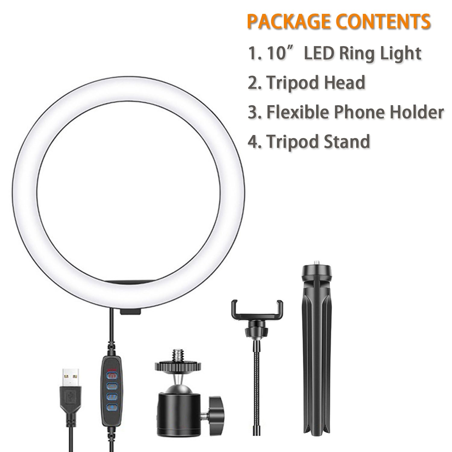 Luce ad anello da 25,4 cm con supporto per treppiede, per registrazione video e trucco, luce aureola regolabile con supporto per telefono cellulare, lampada a LED con 3 modalità di illuminazione e 11