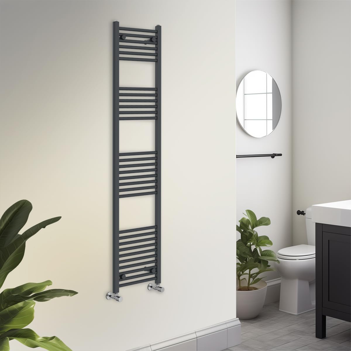 Warmehaus Straight Towel Radiator 1800 X 400Mm Grey Contemporary Bathroom Towel Rail