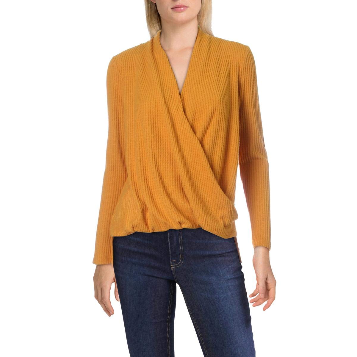 reCreationwomens Long Sleeve Cozy Surplice Top Shirt