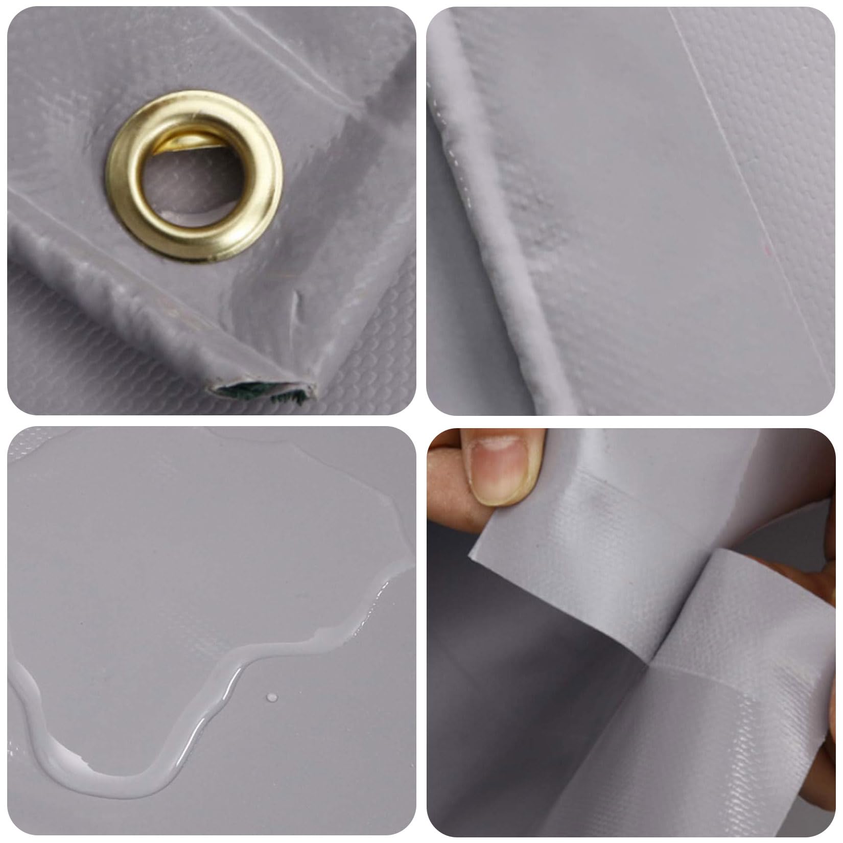 Bâche de Protection Multi-usages,2x20m 400g/m² Bois PVC bâche imperméable avec œillets Couverture de Haute densité, Résistante aux Intempéries et aux Déchirures,Grey