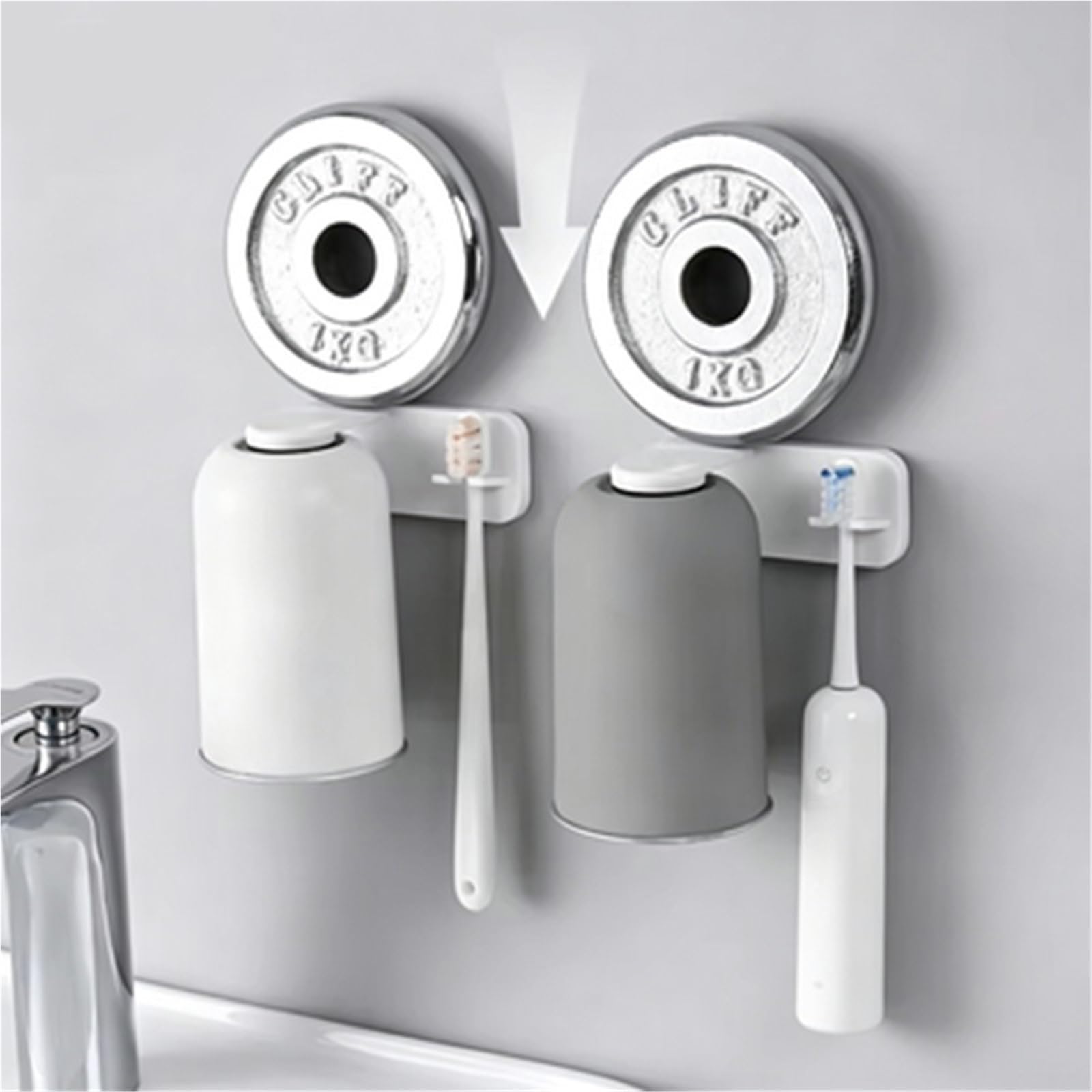 Soporte for Cepillo de Dientes con Ventosa, Soporte for Acero Inoxidable, Colgante Pared sin perforación, 1 Uds para Ducharse,Cepillarse Los Dientes