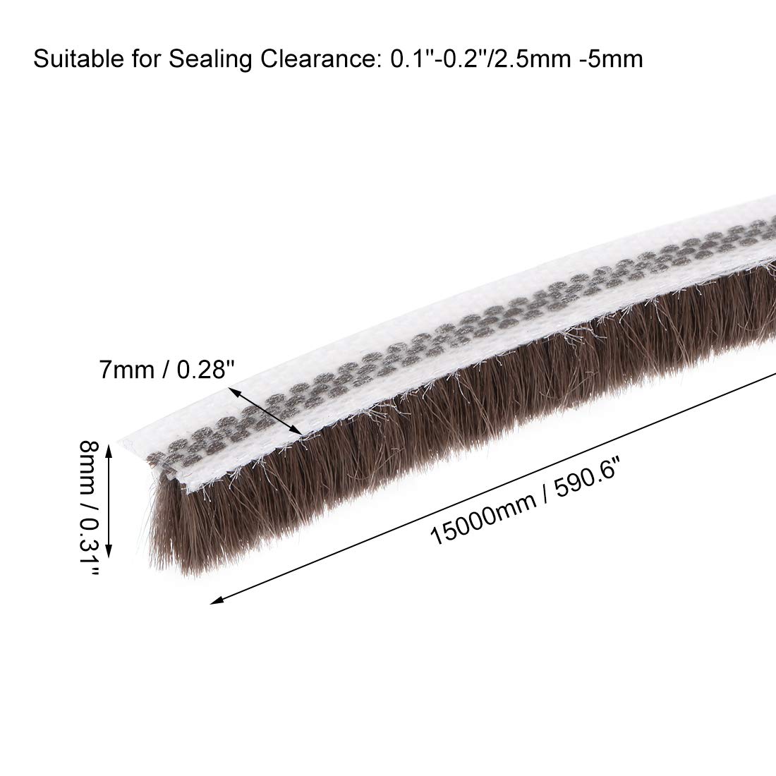 Sourcing Map Brush Weather Stripping, Adhesive Felt Door Seal Strip - View #6