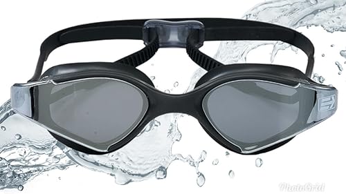 EXALTER Gafas de natación metalizadas Lentes polarizadas antivaho para hombres y mujeres Gafas de competición deportiva impermeables para triatlón