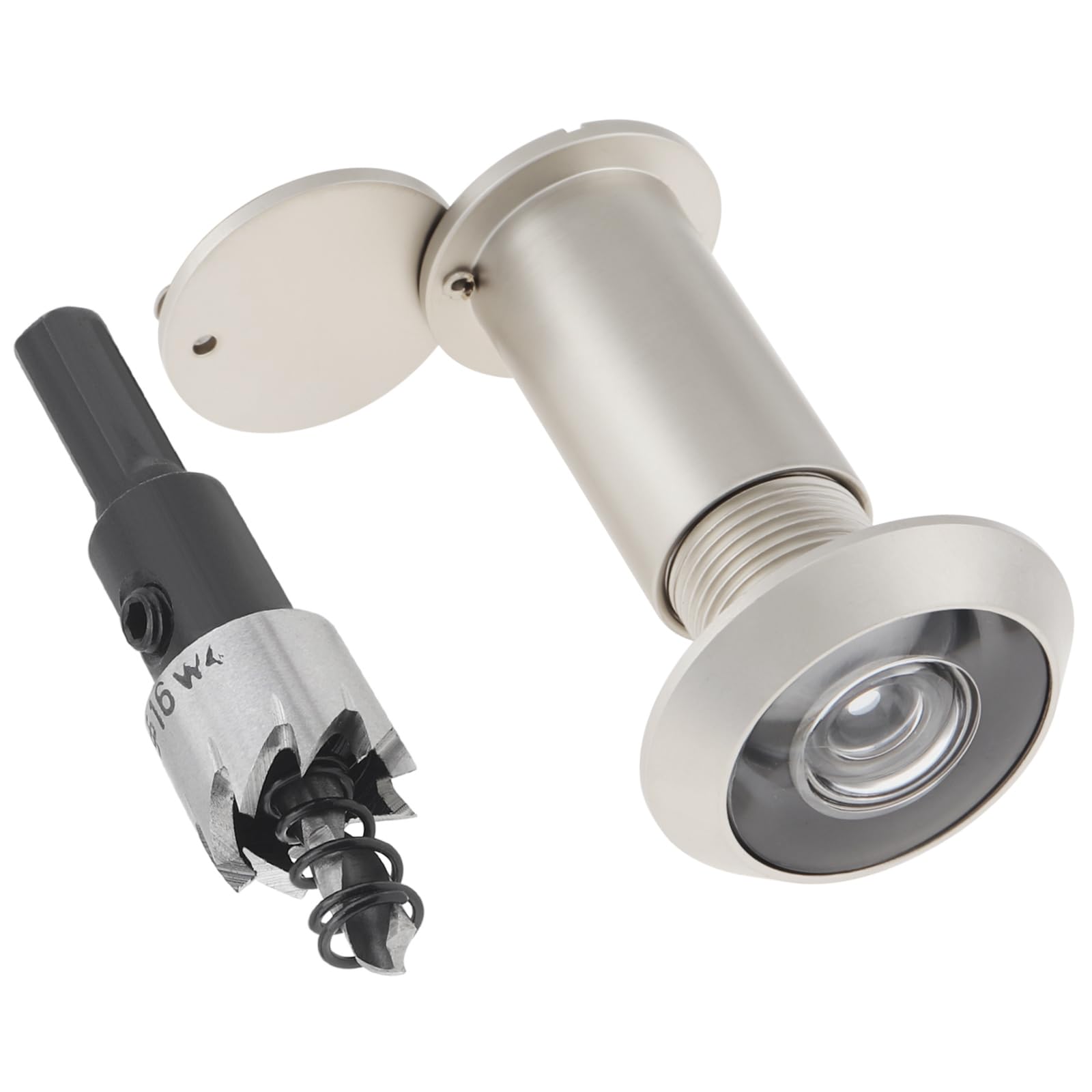 HOJLKLD Door Viewer, 16mm Brass Door Peephole with 16mm (5/8") Drill Bit for 35mm to 60mm (1-3/8" to 2-3/8") Doors, 200 Degree Spy Hole with Privacy Cover (Satin Nickel) โ image 1