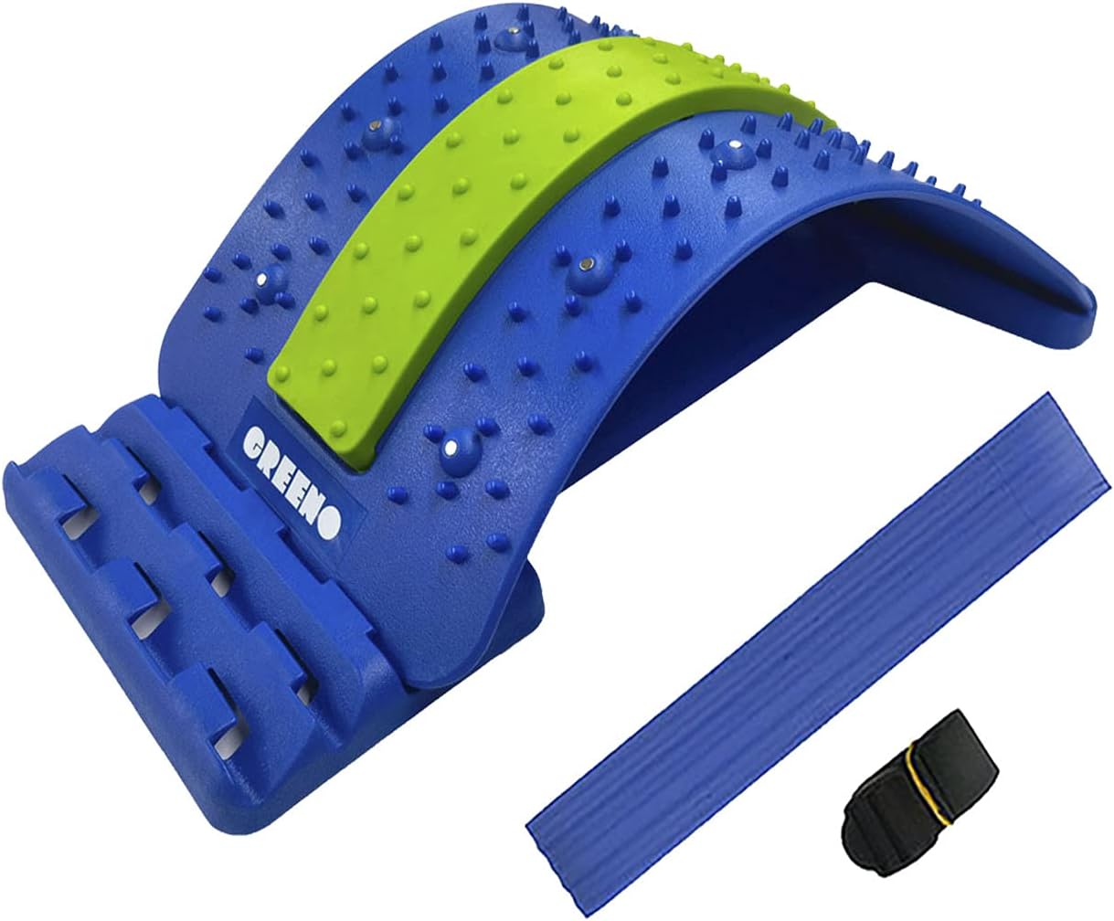 GREENO Lower Back Stretcher for Back Pain Relief, 4 Adjustment Multi Level Lumbar Support, Spine Aligner & Spine Board for Car & Chair & Bed, Back Cracker Decompressor, Spine Deck, Back Hero: Health & Personal Care