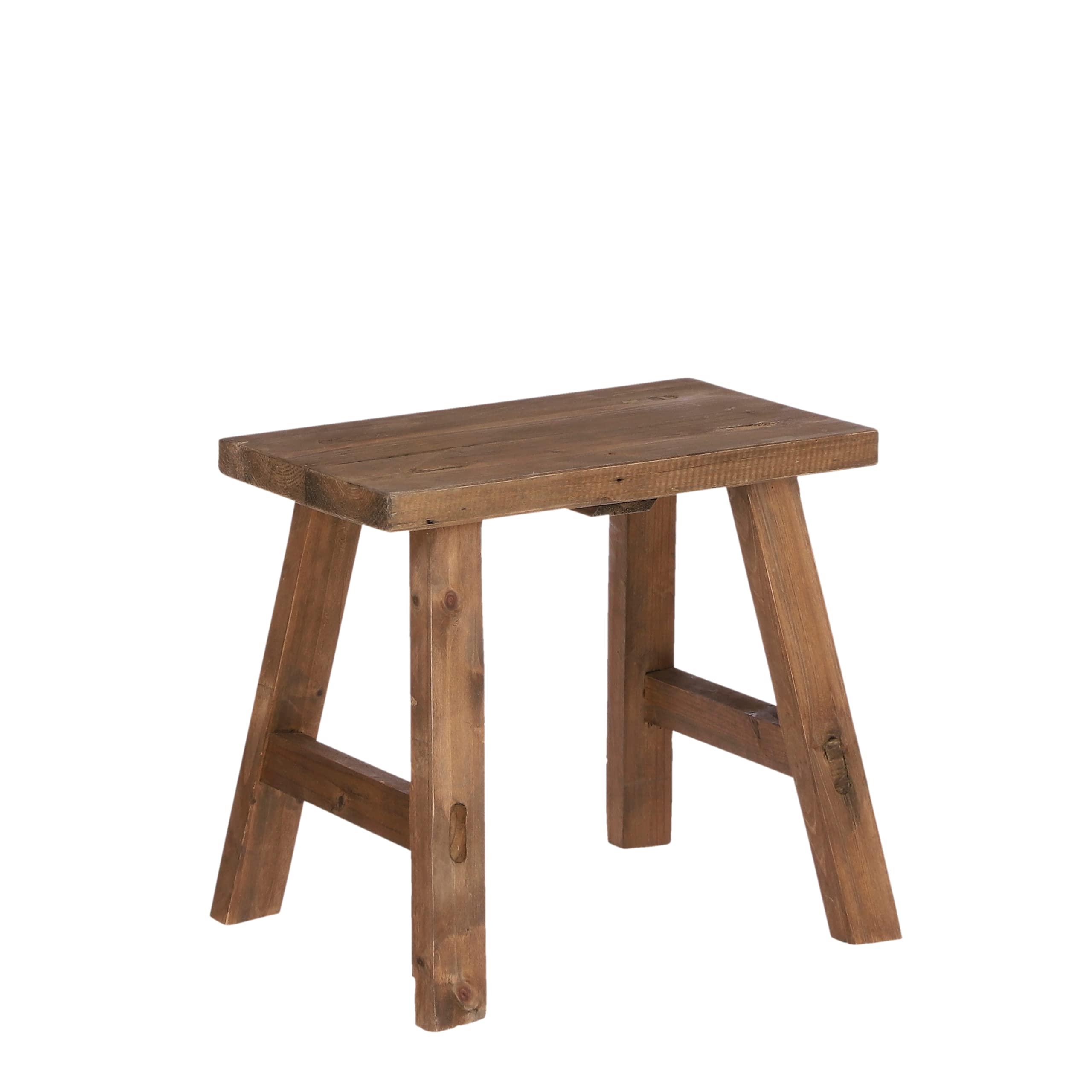 MICA Decorations Bold Petit Tabouret en Bois - L38 x l28,5 x H34 cm - Bois recyclé - Marron