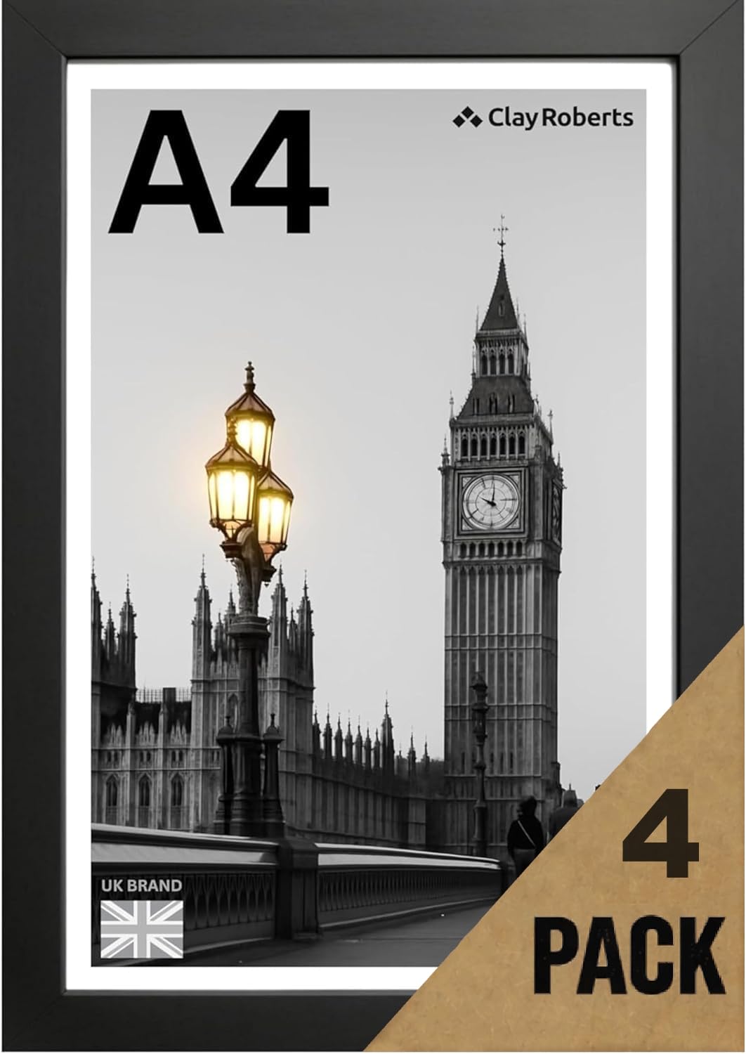 A4 Black Photo Frame – Modern A4 Frame for Certificates, Pictures & Prints, Wall Hanging (Portrait or Landscape), Document & Poster Frame UK — image 1