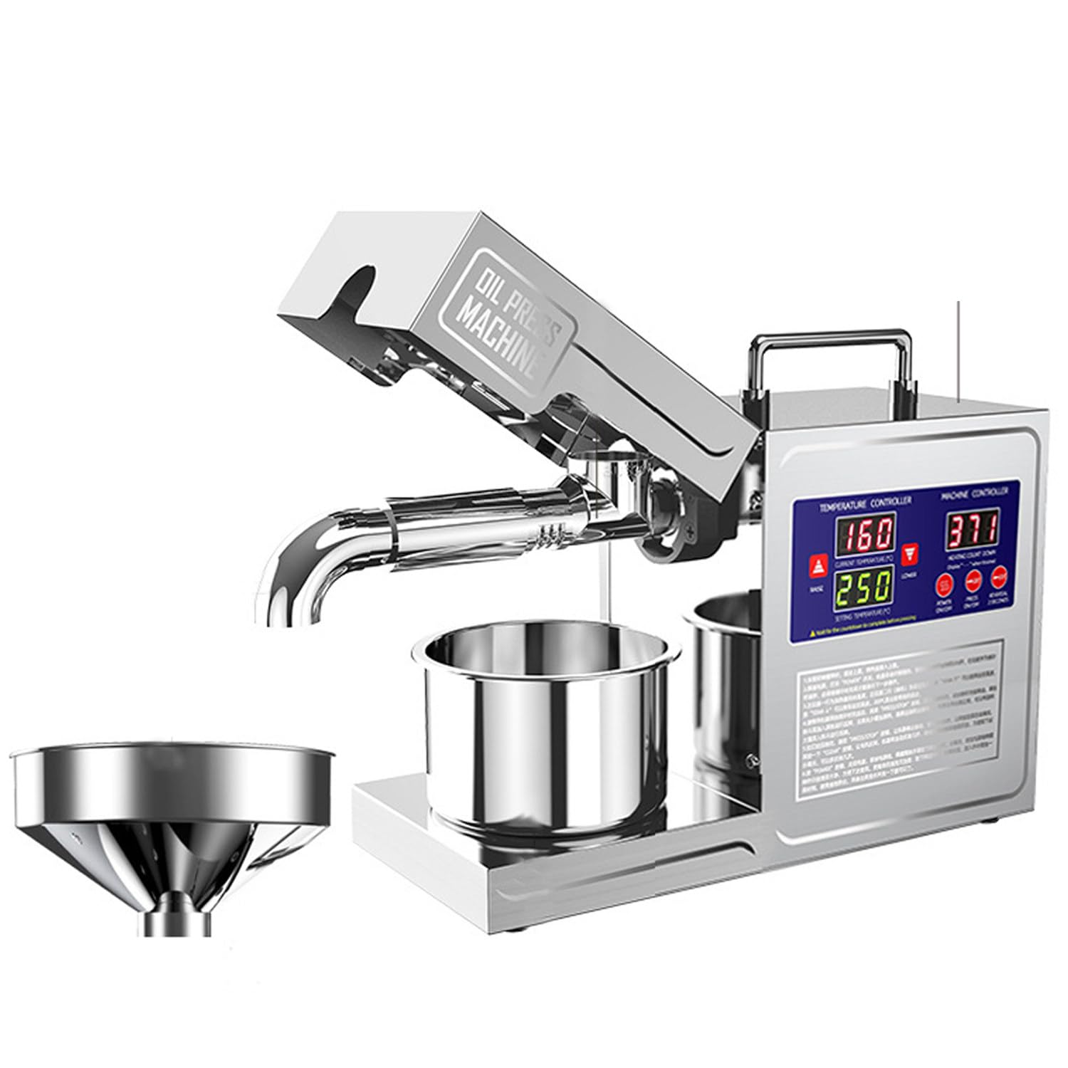 HCZKIUJY Automatic Oil Press Machine with LCD Display for Cold & Hot Pressing, Extracts Peanut Sesame Coconut Soybean Oils at Home or Commercial Use