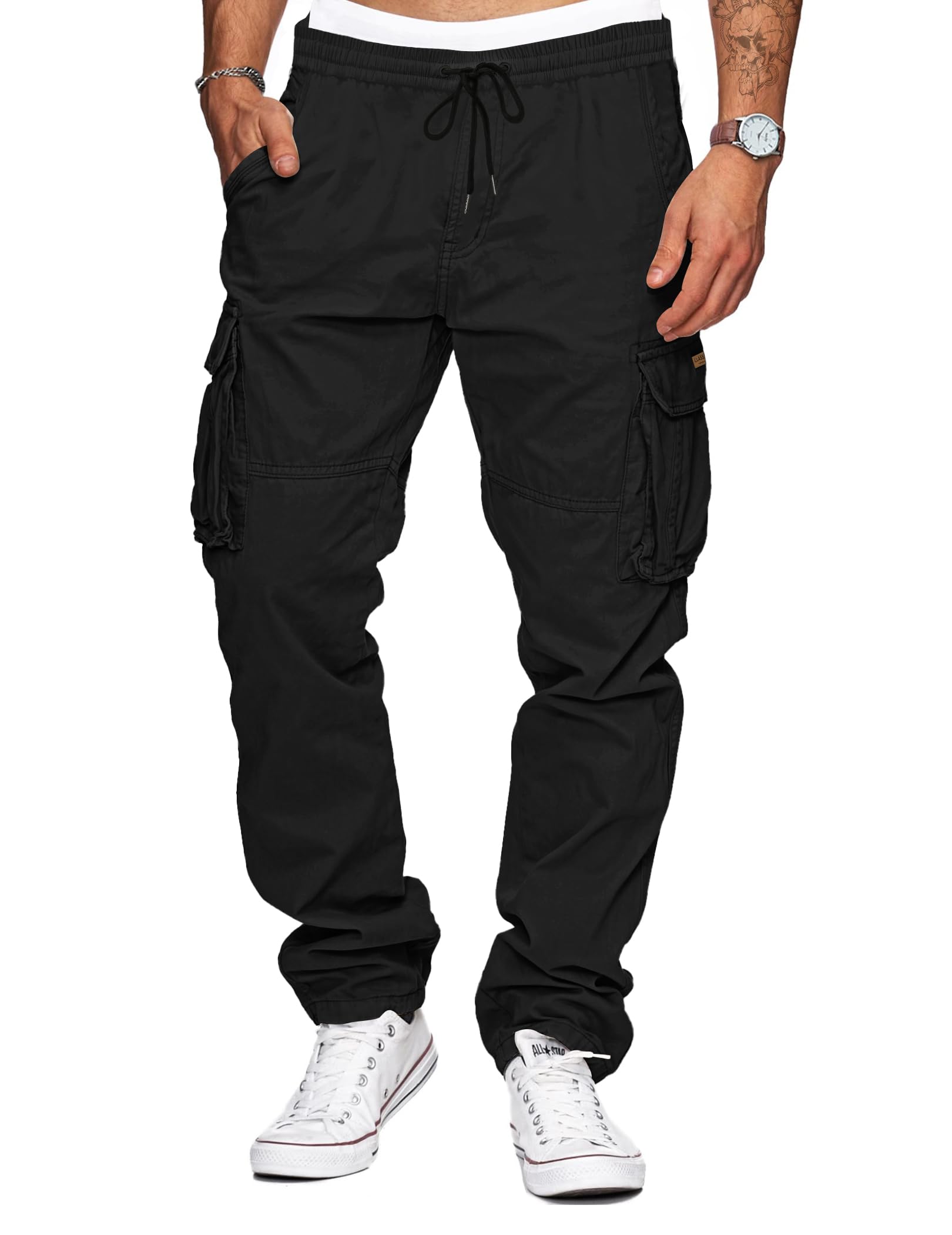 TARAINYA Pantaloni Cargo Uomo Cotone Baggy Coulisse Chino con Tasche