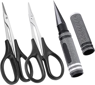 GoHobby RC Body Reamer 0-14mm Hole Puncher w/Sleeve and Curved Scissors & Straight Scissors Set RC Car Body Mounting for RC Car Truck Bodyshell Repair Tools (Black)