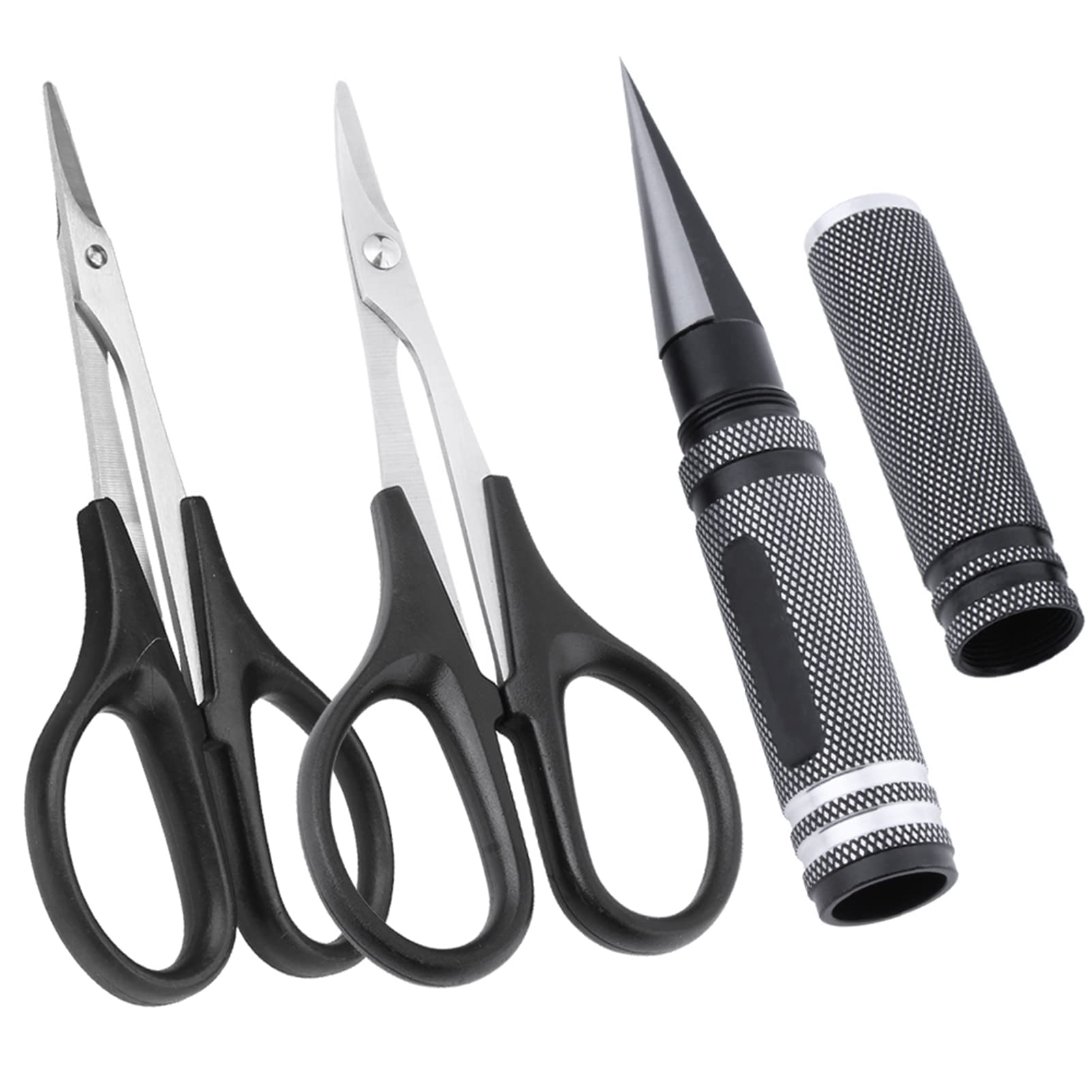 GoHobby RC Body Reamer 0-14mm Hole Puncher w/Sleeve and Curved Scissors & Straight Scissors Set RC Car Body Mounting for RC Car Truck Bodyshell Repair Tools (Black)