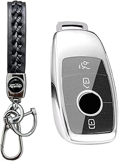MEDZUK Key Case Compatible with Mercedes-Benz EQA 250 300 350 2021-2024 2025 Car Key Case Protection, Key Case Accessories with Key Ring, silver