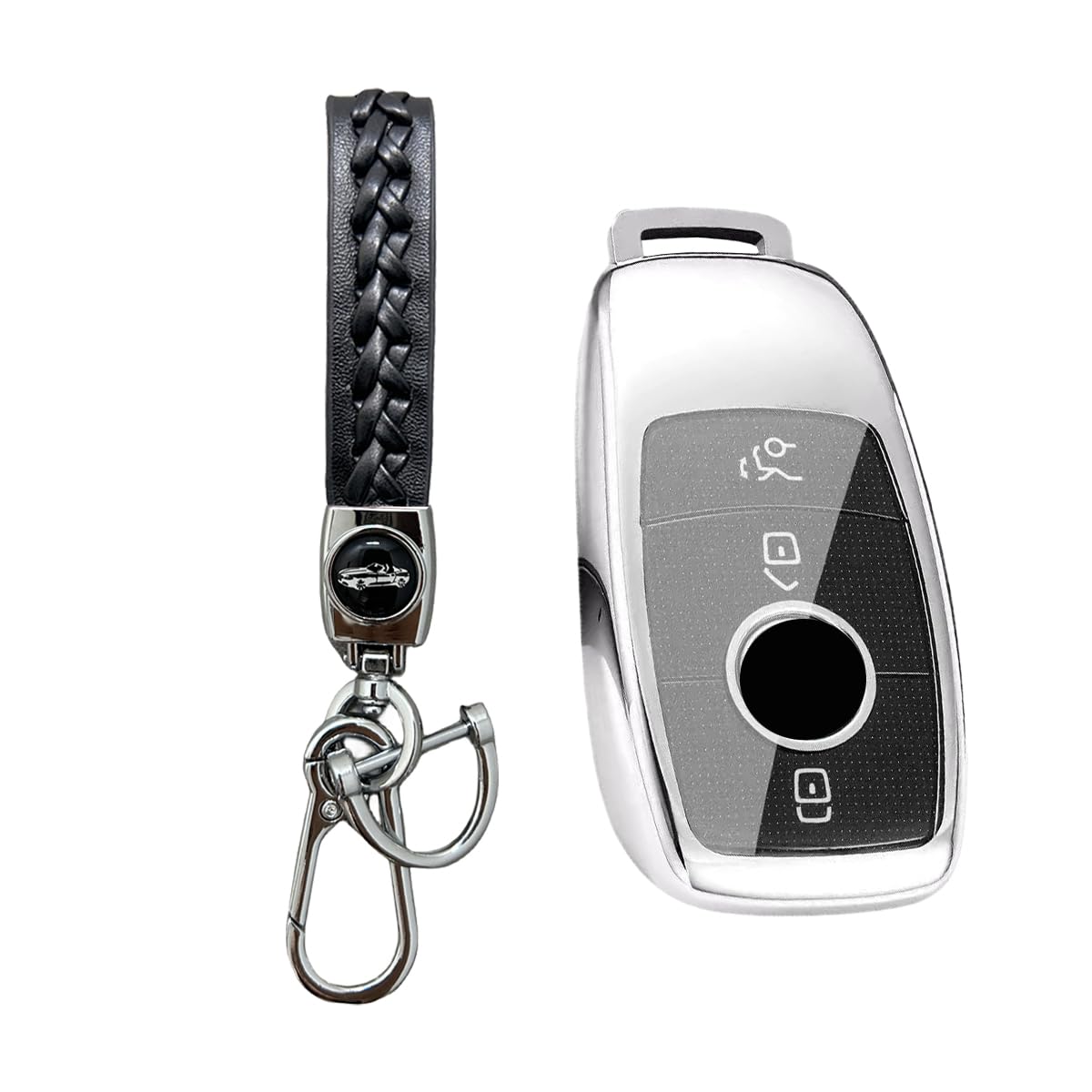 Custodia Portachiavi Auto In TPU Fibra Di Carbonio - Copertura Protettiva Per Chiave Mercedes CLA CLS CLK GLK (Modelli Selezionati), Colore Bianco - 2