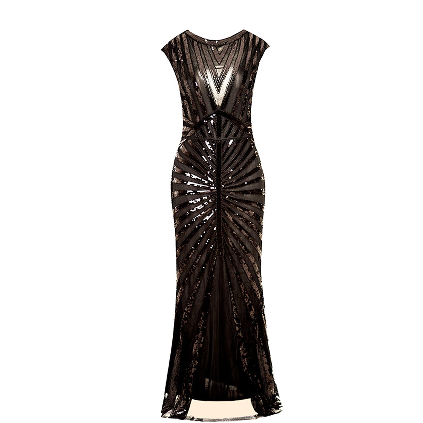 Générique Costume Charleston pour femme - Robe de soirée Gatsby - Robe de soirée - Costume rétro - Style cocktail - Robes à paillettes - Robes longue des années 1920 - de cocktail à rabat