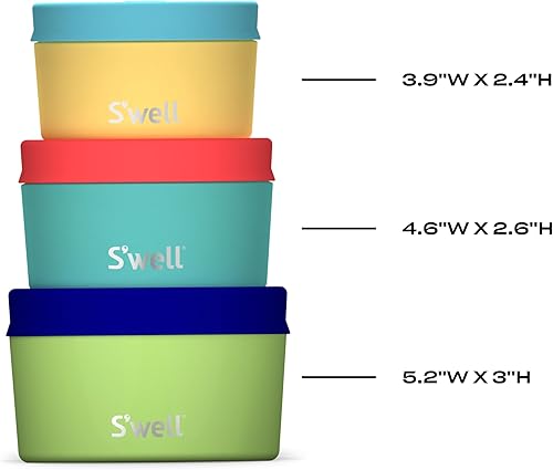 Miniatura 4 de S'well Juego de tres recipientes de acero inoxidable para alimentos, 10 onzas, 16 onzas y 24 onzas, licuado tropical, construcción duradera de una